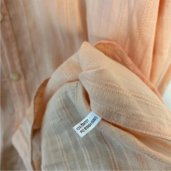 Tommy Bahama Men’s Large Striped Light Orange Linen Blend Button Up Shirt - Picture 13 of 14